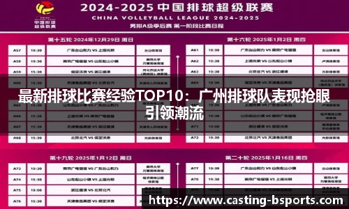 最新排球比赛经验TOP10：广州排球队表现抢眼引领潮流